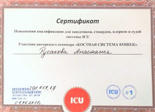 сертификат icu костная система кошек